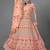 Peach embroidered art Silk Semi Stitched Bridal Lehenga