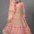 Peach embroidered art silk Semi Stitched bridal lehenga