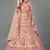 Peach embroidered satin Semi Stitched bridal lehenga