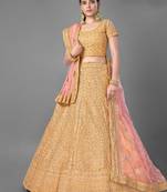 Yellow embroidered art Silk Semi Stitched Bridal Lehenga