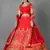 Red embroidered satin Semi Stitched bridal lehenga