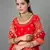 Red embroidered satin Semi Stitched bridal lehenga
