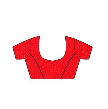 red embroidered georgette saree with blouse 5