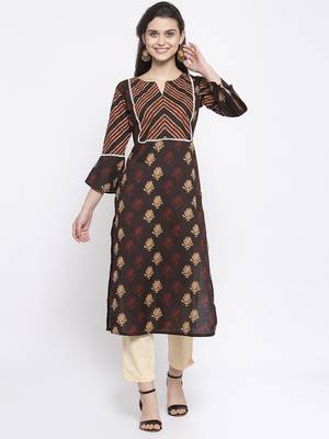 Coffee printed cotton kurtas-and-kurtis 1