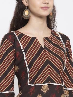 Coffee printed cotton kurtas-and-kurtis 3