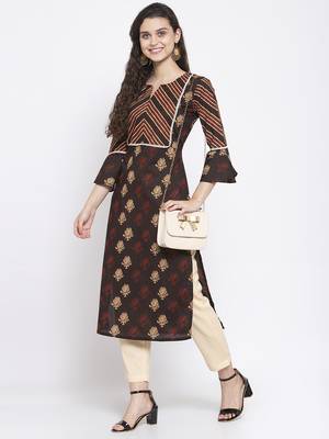 Coffee printed cotton kurtas-and-kurtis 5