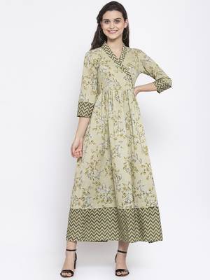 Light-green printed cotton kurtas-and-kurtis 2