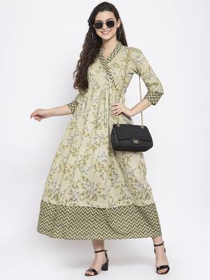 Light-green printed cotton kurtas-and-kurtis 1
