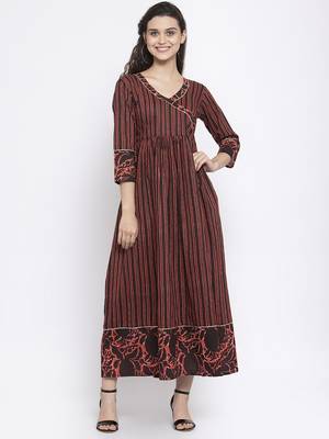 Coffee printed cotton kurtas-and-kurtis 1