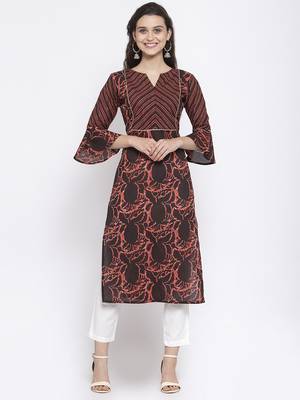 Coffee printed cotton kurtas-and-kurtis 1