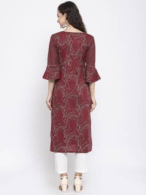 Wine printed cotton kurtas-and-kurtis 2