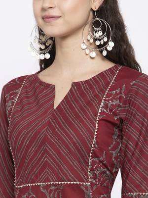 Wine printed cotton kurtas-and-kurtis 3