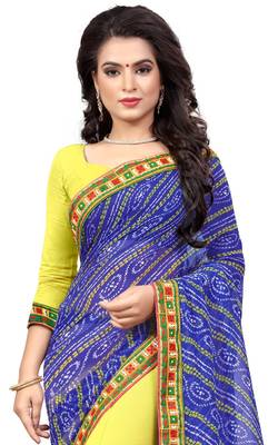 blue embroidered georgette saree with blouse 5