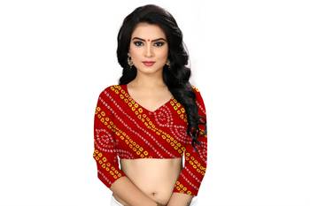 yellow printed chiffon saree with blouse 4