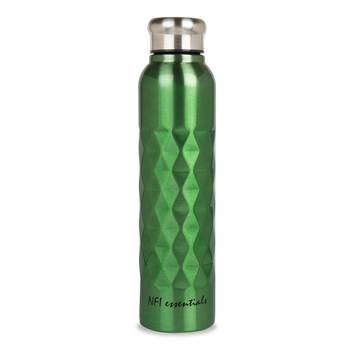 NFI essentials Stainless Steel Single Walled Fridge Water Bottle, 1000ml, Rhombus Design,Water Bottle (Pack of 6) 2