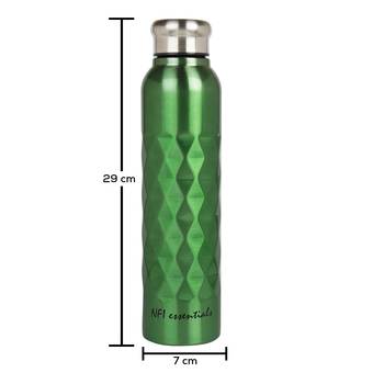 NFI essentials Stainless Steel Single Walled Fridge Water Bottle, 1000ml, Rhombus Design,Water Bottle (Pack of 6) 5