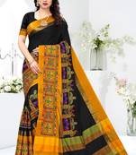 Black embroidered cotton silk saree with blouse