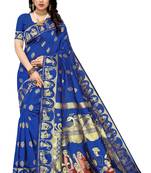 Light blue printed art silk saree with blouse
