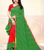 Green printed georgette saree with blouse