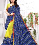 Blue printed georgette saree with blouse