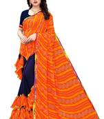 Orange printed georgette saree with blouse