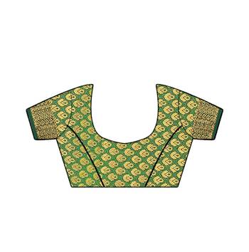 Light green printed art silk saree with blouse 5