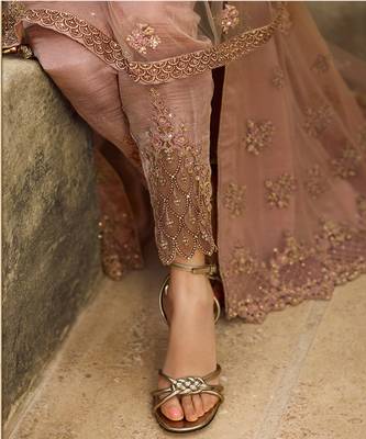 Blush Pink Net Lehnga Style Anarkali Suit 3