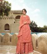Peach Embroidered Pakistani Anarkali Suit