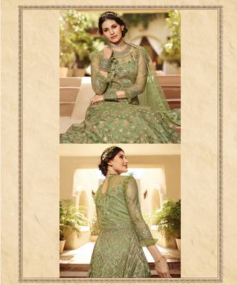 Light Green Embroidered Anarkali suit  2