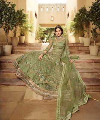 Light Green Embroidered Anarkali suit  3