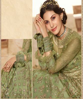 Light Green Embroidered Anarkali suit  4