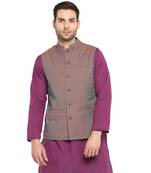 Grey plain cotton nehru-jacket