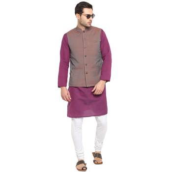 Grey plain cotton nehru-jacket 5