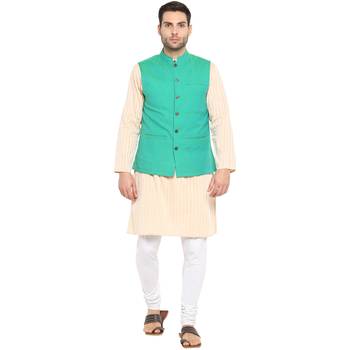 Blue plain cotton nehru-jacket 5