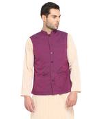 Purple plain cotton nehru-jacket