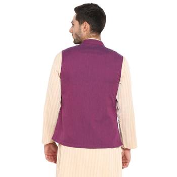 Purple plain cotton nehru-jacket 2