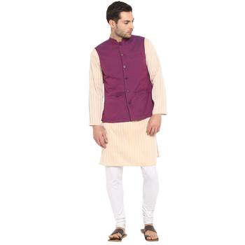 Purple plain cotton nehru-jacket 5