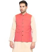 Pink plain cotton nehru-jacket