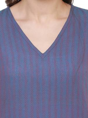 Purple plain cotton long-kurtis 4