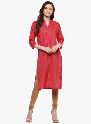 Red printed cotton long-kurtis 1