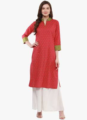 Red printed cotton long-kurtis 1