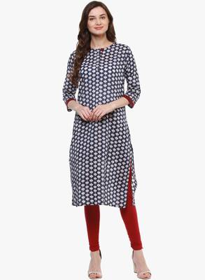 Indigo printed cotton long-kurtis 1
