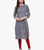 Indigo printed cotton long-kurtis