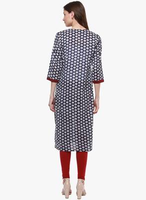 Indigo printed cotton long-kurtis 2