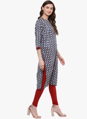 Indigo printed cotton long-kurtis 3