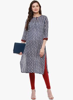 Indigo printed cotton long-kurtis 5