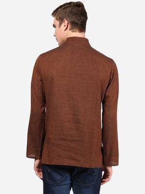 Brown woven cotton men-kurtas 2