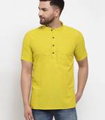 Yellow woven cotton men-kurtas