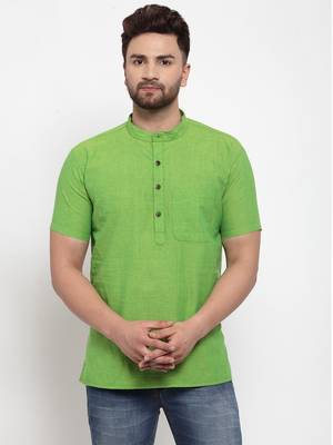 Green woven cotton men-kurtas 1