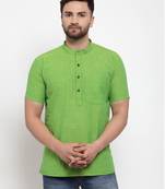 Green woven cotton men-kurtas